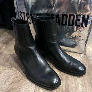 EUC Steve Madden Men’s Richie Black Leather Boot - 13